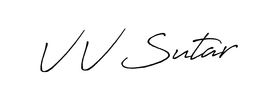 V V Sutar stylish signature style. Best Handwritten Sign (Antro_Vectra_Bolder) for my name. Handwritten Signature Collection Ideas for my name V V Sutar. V V Sutar signature style 7 images and pictures png