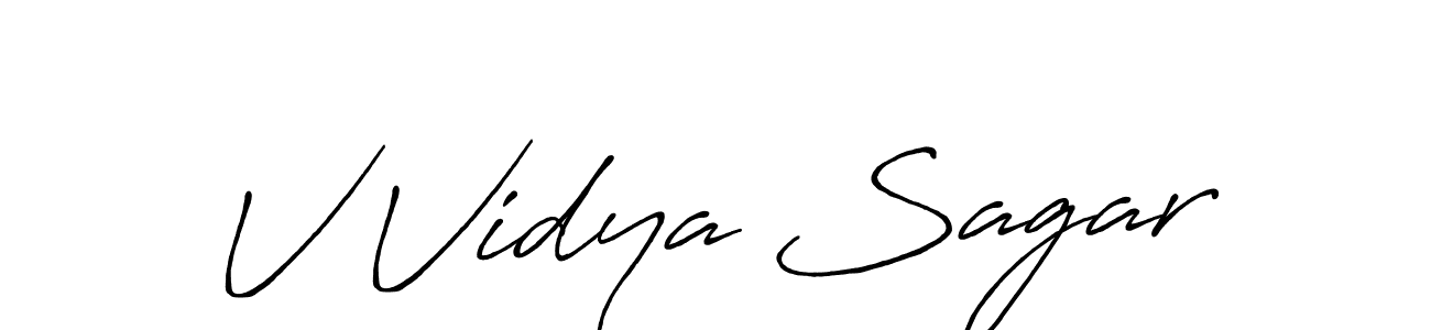 Create a beautiful signature design for name V Vidya Sagar. With this signature (Antro_Vectra_Bolder) fonts, you can make a handwritten signature for free. V Vidya Sagar signature style 7 images and pictures png