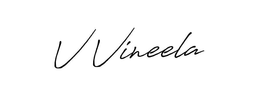 Design your own signature with our free online signature maker. With this signature software, you can create a handwritten (Antro_Vectra_Bolder) signature for name V Vineela. V Vineela signature style 7 images and pictures png