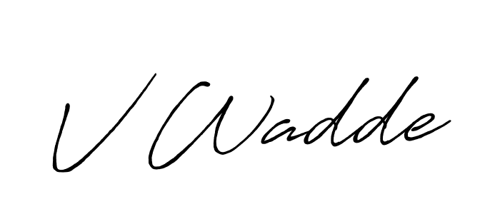 Use a signature maker to create a handwritten signature online. With this signature software, you can design (Antro_Vectra_Bolder) your own signature for name V Wadde. V Wadde signature style 7 images and pictures png