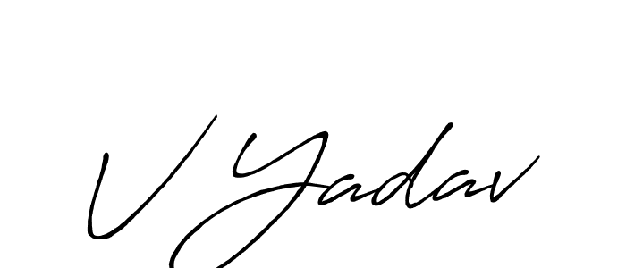 Also we have V Yadav name is the best signature style. Create professional handwritten signature collection using Antro_Vectra_Bolder autograph style. V Yadav signature style 7 images and pictures png