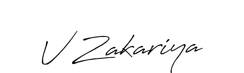 How to make V Zakariya signature? Antro_Vectra_Bolder is a professional autograph style. Create handwritten signature for V Zakariya name. V Zakariya signature style 7 images and pictures png