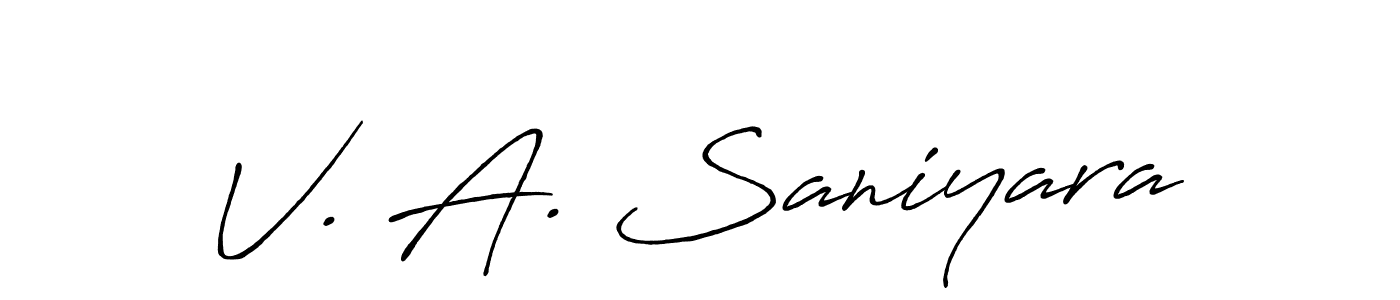 The best way (Antro_Vectra_Bolder) to make a short signature is to pick only two or three words in your name. The name V. A. Saniyara include a total of six letters. For converting this name. V. A. Saniyara signature style 7 images and pictures png