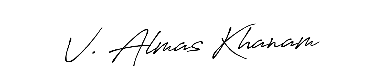 It looks lik you need a new signature style for name V. Almas Khanam. Design unique handwritten (Antro_Vectra_Bolder) signature with our free signature maker in just a few clicks. V. Almas Khanam signature style 7 images and pictures png