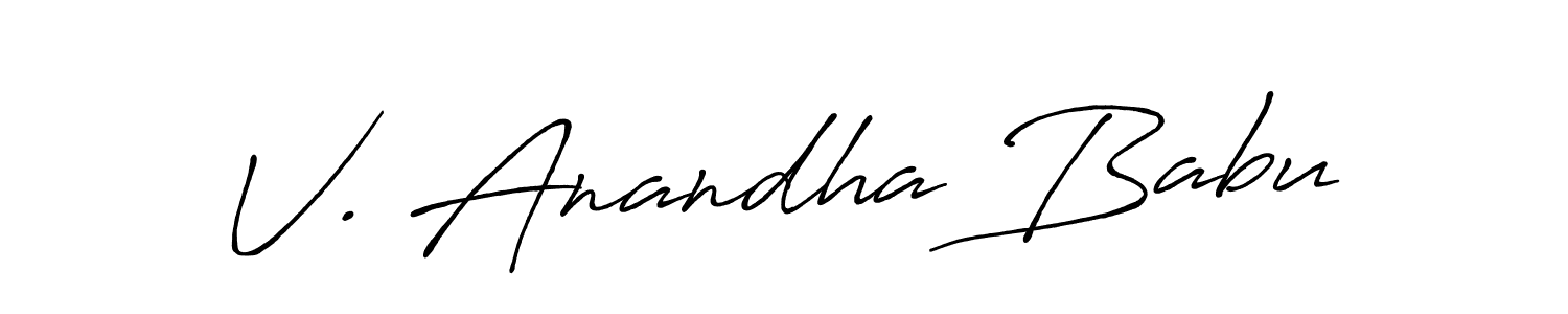 How to make V. Anandha Babu name signature. Use Antro_Vectra_Bolder style for creating short signs online. This is the latest handwritten sign. V. Anandha Babu signature style 7 images and pictures png