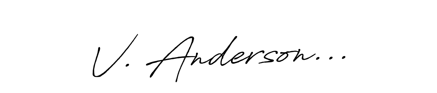 Use a signature maker to create a handwritten signature online. With this signature software, you can design (Antro_Vectra_Bolder) your own signature for name V. Anderson.... V. Anderson... signature style 7 images and pictures png