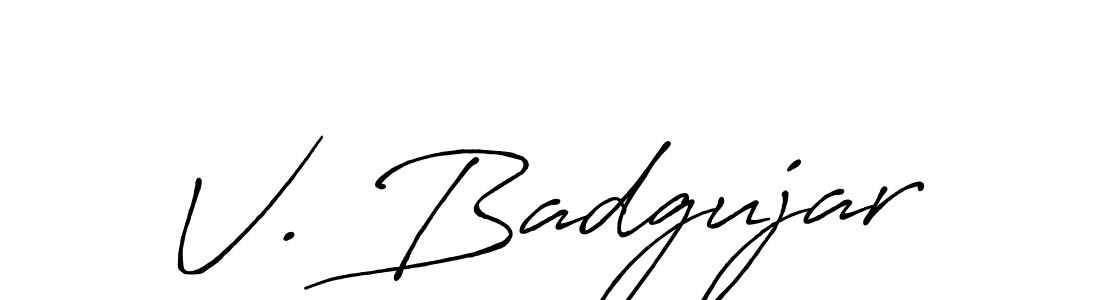 V. Badgujar stylish signature style. Best Handwritten Sign (Antro_Vectra_Bolder) for my name. Handwritten Signature Collection Ideas for my name V. Badgujar. V. Badgujar signature style 7 images and pictures png