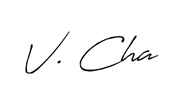 How to make V. Cha signature? Antro_Vectra_Bolder is a professional autograph style. Create handwritten signature for V. Cha name. V. Cha signature style 7 images and pictures png