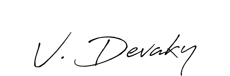 Design your own signature with our free online signature maker. With this signature software, you can create a handwritten (Antro_Vectra_Bolder) signature for name V. Devaky. V. Devaky signature style 7 images and pictures png
