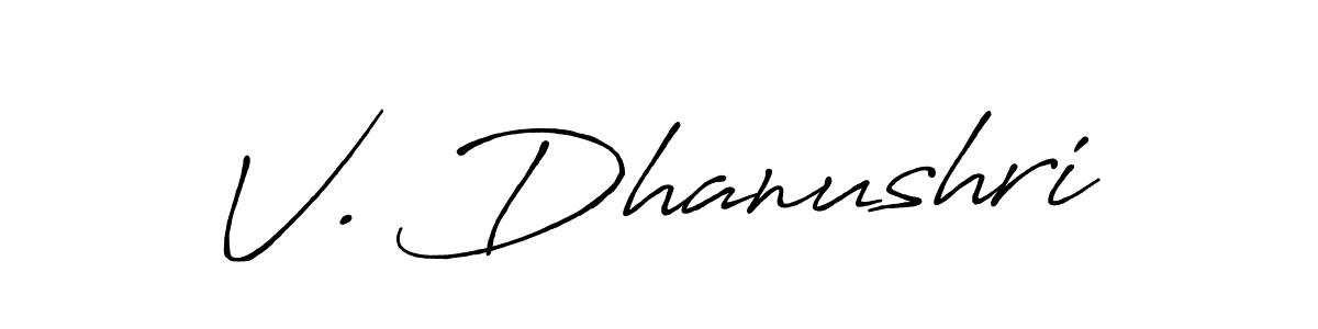 How to make V. Dhanushri signature? Antro_Vectra_Bolder is a professional autograph style. Create handwritten signature for V. Dhanushri name. V. Dhanushri signature style 7 images and pictures png