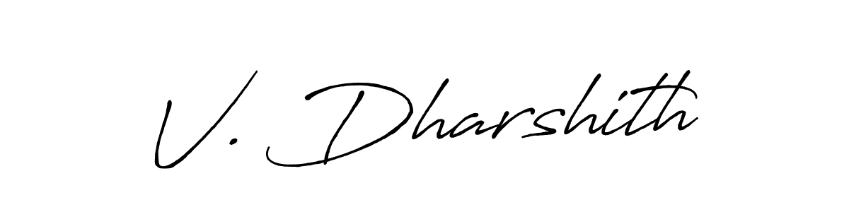 How to make V. Dharshith name signature. Use Antro_Vectra_Bolder style for creating short signs online. This is the latest handwritten sign. V. Dharshith signature style 7 images and pictures png