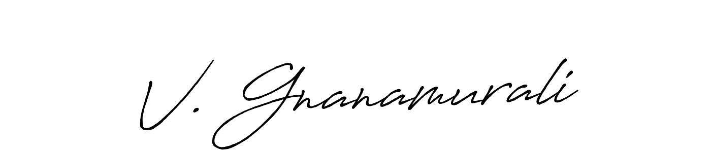 How to make V. Gnanamurali name signature. Use Antro_Vectra_Bolder style for creating short signs online. This is the latest handwritten sign. V. Gnanamurali signature style 7 images and pictures png