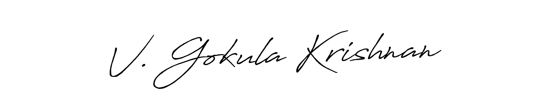 Make a beautiful signature design for name V. Gokula Krishnan. With this signature (Antro_Vectra_Bolder) style, you can create a handwritten signature for free. V. Gokula Krishnan signature style 7 images and pictures png