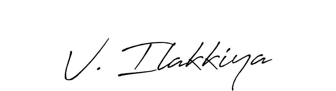 This is the best signature style for the V. Ilakkiya name. Also you like these signature font (Antro_Vectra_Bolder). Mix name signature. V. Ilakkiya signature style 7 images and pictures png