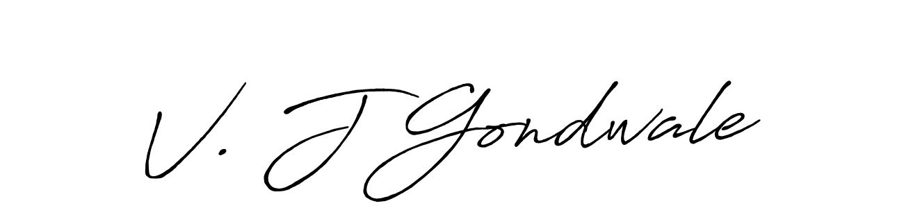 How to make V. J Gondwale name signature. Use Antro_Vectra_Bolder style for creating short signs online. This is the latest handwritten sign. V. J Gondwale signature style 7 images and pictures png