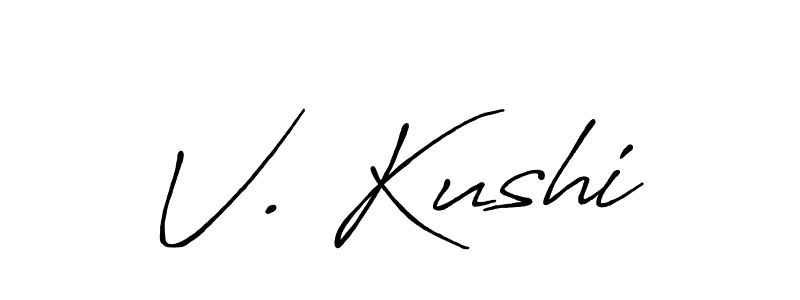 V. Kushi stylish signature style. Best Handwritten Sign (Antro_Vectra_Bolder) for my name. Handwritten Signature Collection Ideas for my name V. Kushi. V. Kushi signature style 7 images and pictures png