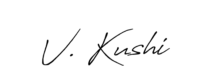 How to make V. Kushi name signature. Use Antro_Vectra_Bolder style for creating short signs online. This is the latest handwritten sign. V. Kushi signature style 7 images and pictures png