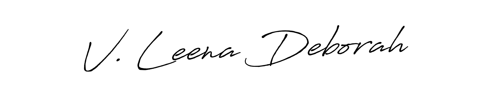 Antro_Vectra_Bolder is a professional signature style that is perfect for those who want to add a touch of class to their signature. It is also a great choice for those who want to make their signature more unique. Get V. Leena Deborah name to fancy signature for free. V. Leena Deborah signature style 7 images and pictures png
