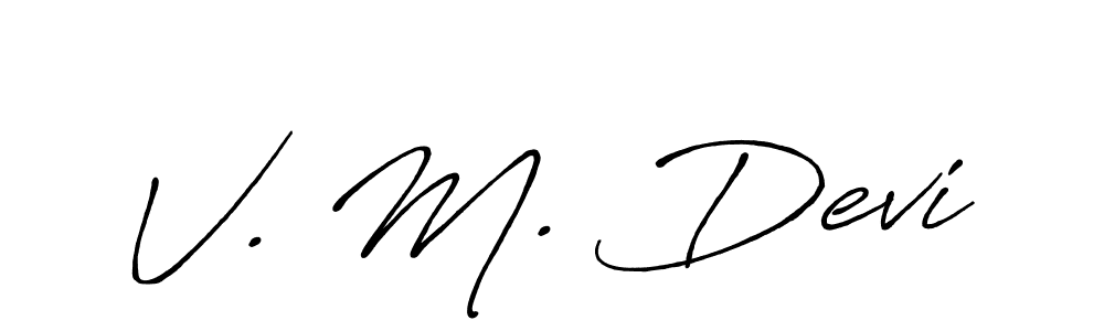 How to make V. M. Devi name signature. Use Antro_Vectra_Bolder style for creating short signs online. This is the latest handwritten sign. V. M. Devi signature style 7 images and pictures png