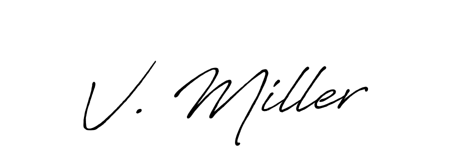 How to make V. Miller name signature. Use Antro_Vectra_Bolder style for creating short signs online. This is the latest handwritten sign. V. Miller signature style 7 images and pictures png