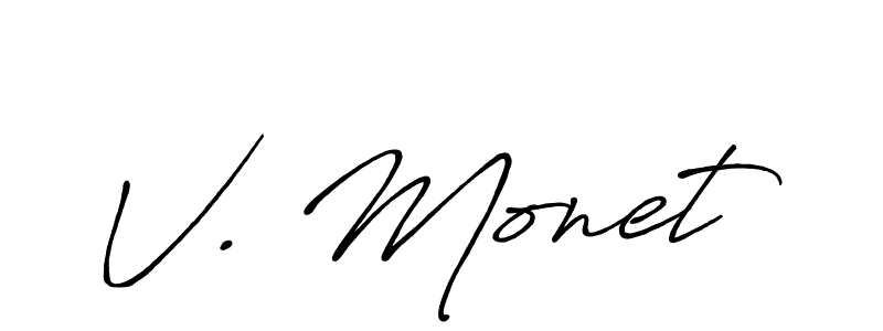 if you are searching for the best signature style for your name V. Monet. so please give up your signature search. here we have designed multiple signature styles  using Antro_Vectra_Bolder. V. Monet signature style 7 images and pictures png