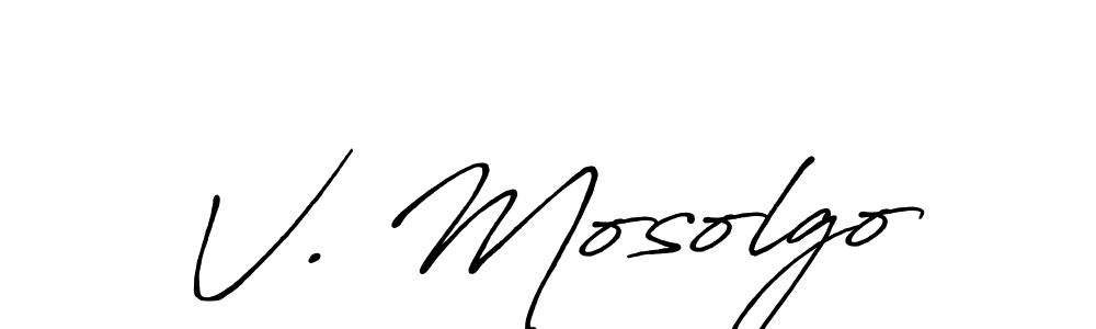 Use a signature maker to create a handwritten signature online. With this signature software, you can design (Antro_Vectra_Bolder) your own signature for name V. Mosolgo. V. Mosolgo signature style 7 images and pictures png