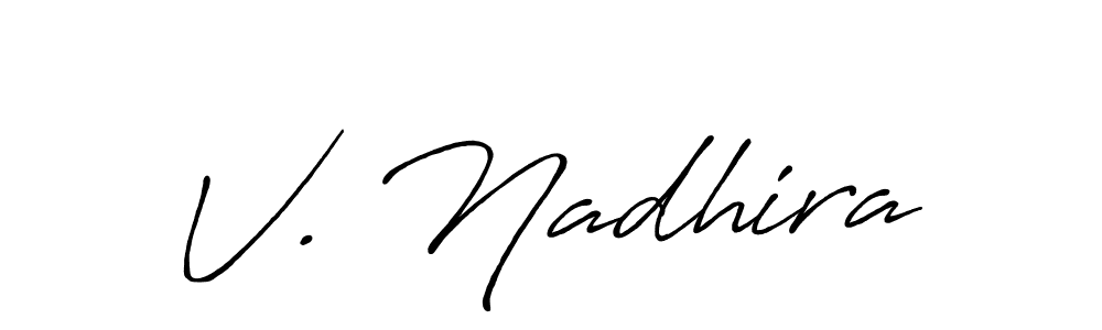 You can use this online signature creator to create a handwritten signature for the name V. Nadhira. This is the best online autograph maker. V. Nadhira signature style 7 images and pictures png