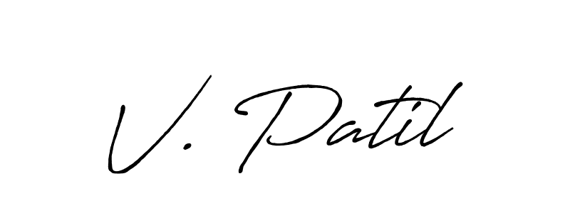 How to make V. Patil name signature. Use Antro_Vectra_Bolder style for creating short signs online. This is the latest handwritten sign. V. Patil signature style 7 images and pictures png