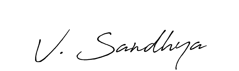 How to make V. Sandhya name signature. Use Antro_Vectra_Bolder style for creating short signs online. This is the latest handwritten sign. V. Sandhya signature style 7 images and pictures png
