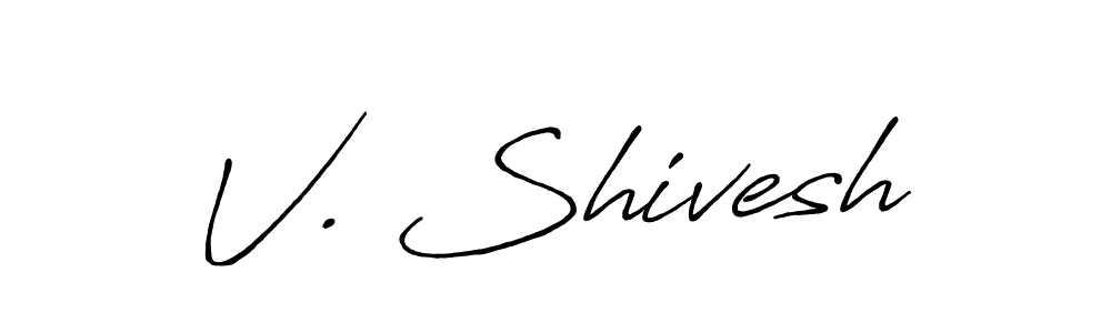 Make a beautiful signature design for name V. Shivesh. With this signature (Antro_Vectra_Bolder) style, you can create a handwritten signature for free. V. Shivesh signature style 7 images and pictures png