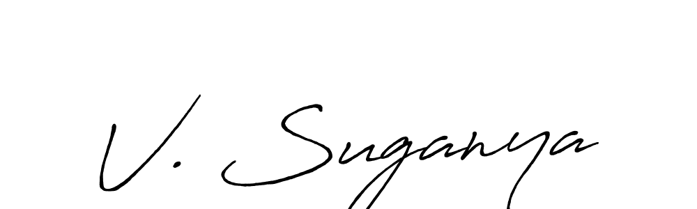 if you are searching for the best signature style for your name V. Suganya. so please give up your signature search. here we have designed multiple signature styles  using Antro_Vectra_Bolder. V. Suganya signature style 7 images and pictures png