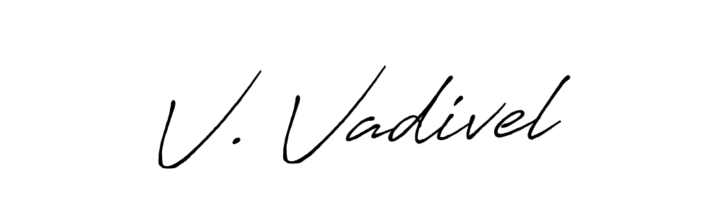 Design your own signature with our free online signature maker. With this signature software, you can create a handwritten (Antro_Vectra_Bolder) signature for name V. Vadivel. V. Vadivel signature style 7 images and pictures png