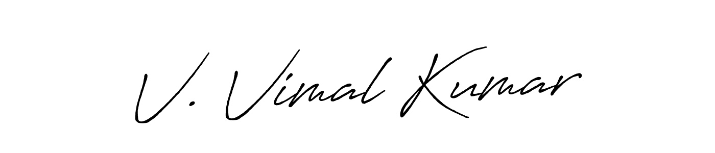 How to make V. Vimal Kumar name signature. Use Antro_Vectra_Bolder style for creating short signs online. This is the latest handwritten sign. V. Vimal Kumar signature style 7 images and pictures png