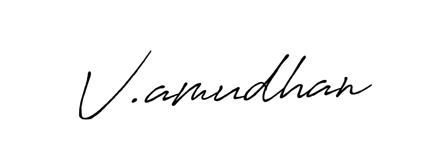 Use a signature maker to create a handwritten signature online. With this signature software, you can design (Antro_Vectra_Bolder) your own signature for name V.amudhan. V.amudhan signature style 7 images and pictures png