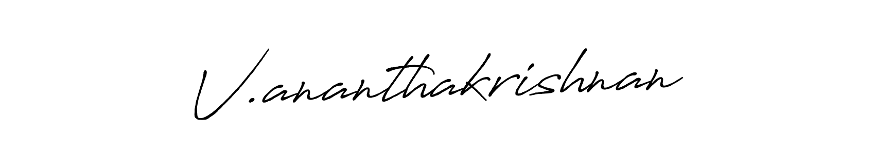 The best way (Antro_Vectra_Bolder) to make a short signature is to pick only two or three words in your name. The name V.ananthakrishnan include a total of six letters. For converting this name. V.ananthakrishnan signature style 7 images and pictures png