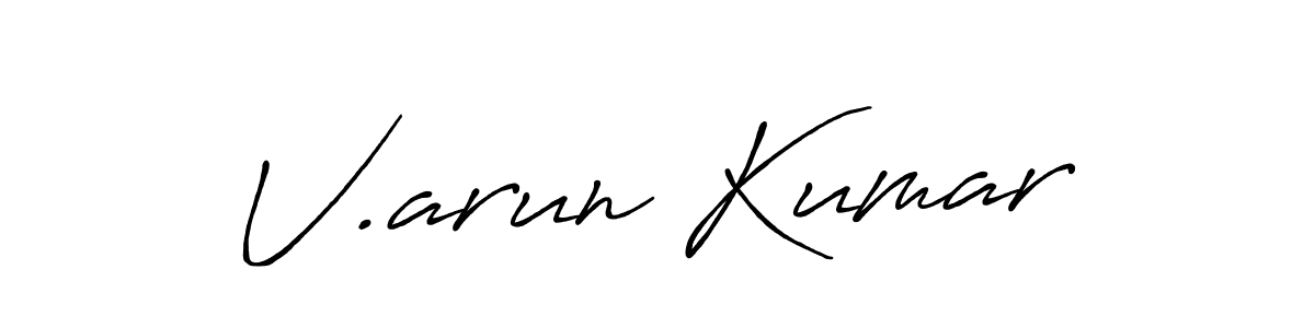 The best way (Antro_Vectra_Bolder) to make a short signature is to pick only two or three words in your name. The name V.arun Kumar include a total of six letters. For converting this name. V.arun Kumar signature style 7 images and pictures png
