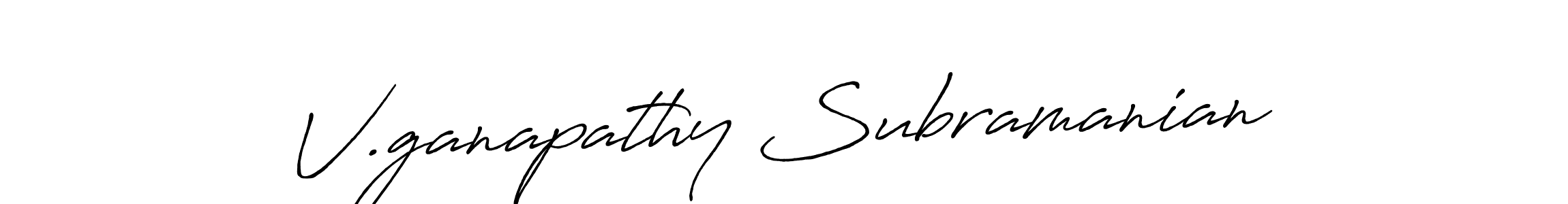 Antro_Vectra_Bolder is a professional signature style that is perfect for those who want to add a touch of class to their signature. It is also a great choice for those who want to make their signature more unique. Get V.ganapathy Subramanian name to fancy signature for free. V.ganapathy Subramanian signature style 7 images and pictures png