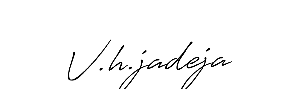 Use a signature maker to create a handwritten signature online. With this signature software, you can design (Antro_Vectra_Bolder) your own signature for name V.h.jadeja. V.h.jadeja signature style 7 images and pictures png