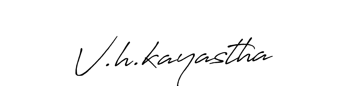 The best way (Antro_Vectra_Bolder) to make a short signature is to pick only two or three words in your name. The name V.h.kayastha include a total of six letters. For converting this name. V.h.kayastha signature style 7 images and pictures png