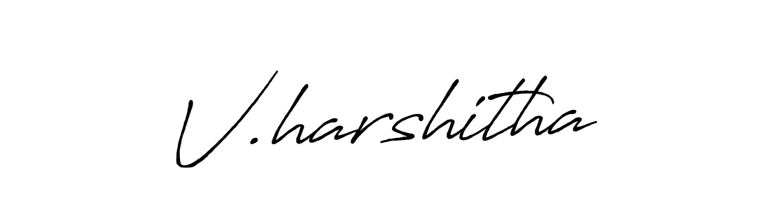 Use a signature maker to create a handwritten signature online. With this signature software, you can design (Antro_Vectra_Bolder) your own signature for name V.harshitha. V.harshitha signature style 7 images and pictures png