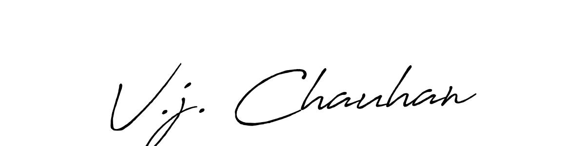 Create a beautiful signature design for name V.j. Chauhan. With this signature (Antro_Vectra_Bolder) fonts, you can make a handwritten signature for free. V.j. Chauhan signature style 7 images and pictures png