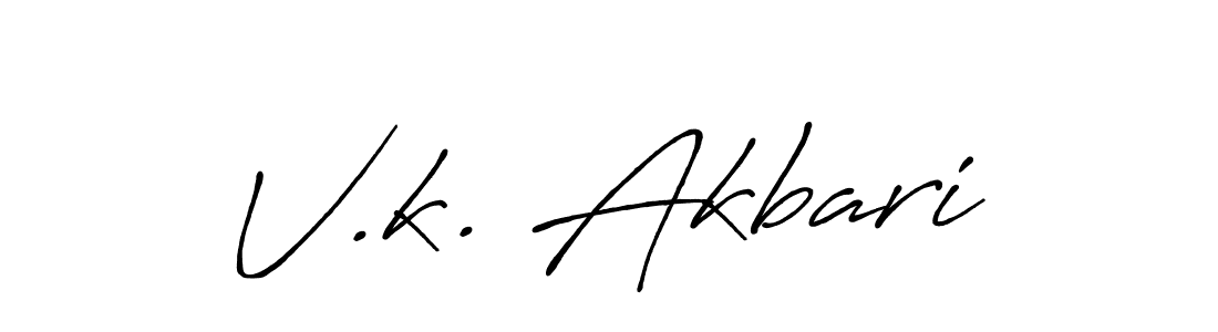 Also You can easily find your signature by using the search form. We will create V.k. Akbari name handwritten signature images for you free of cost using Antro_Vectra_Bolder sign style. V.k. Akbari signature style 7 images and pictures png