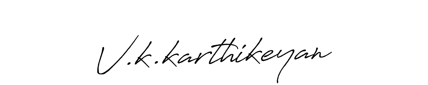 Make a beautiful signature design for name V.k.karthikeyan. With this signature (Antro_Vectra_Bolder) style, you can create a handwritten signature for free. V.k.karthikeyan signature style 7 images and pictures png