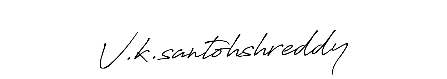 The best way (Antro_Vectra_Bolder) to make a short signature is to pick only two or three words in your name. The name V.k.santohshreddy include a total of six letters. For converting this name. V.k.santohshreddy signature style 7 images and pictures png