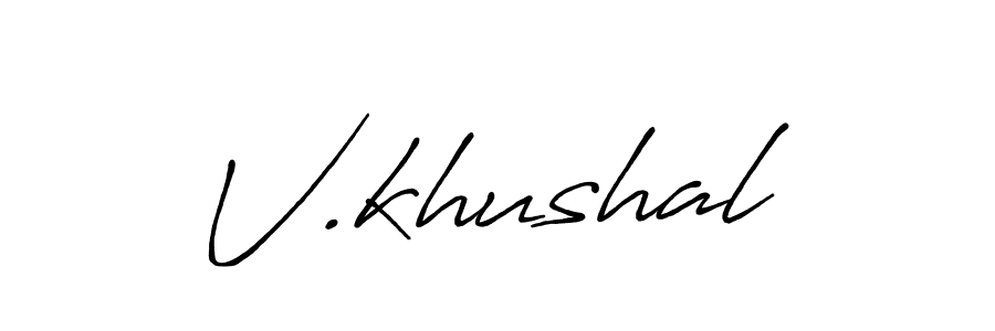 The best way (Antro_Vectra_Bolder) to make a short signature is to pick only two or three words in your name. The name V.khushal include a total of six letters. For converting this name. V.khushal signature style 7 images and pictures png