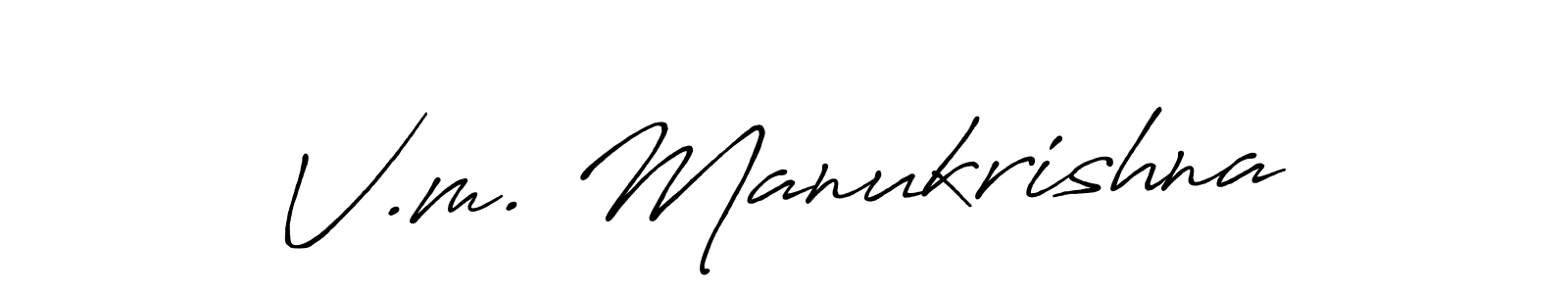 Also we have V.m. Manukrishna name is the best signature style. Create professional handwritten signature collection using Antro_Vectra_Bolder autograph style. V.m. Manukrishna signature style 7 images and pictures png