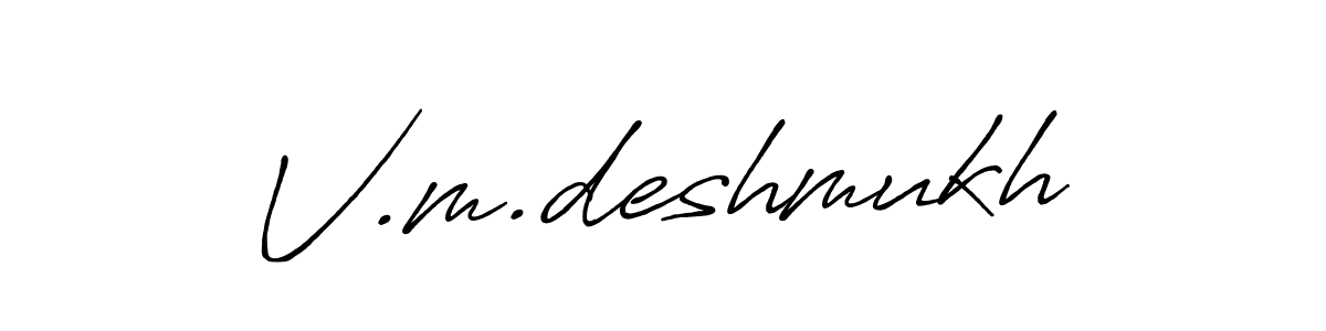 Use a signature maker to create a handwritten signature online. With this signature software, you can design (Antro_Vectra_Bolder) your own signature for name V.m.deshmukh. V.m.deshmukh signature style 7 images and pictures png