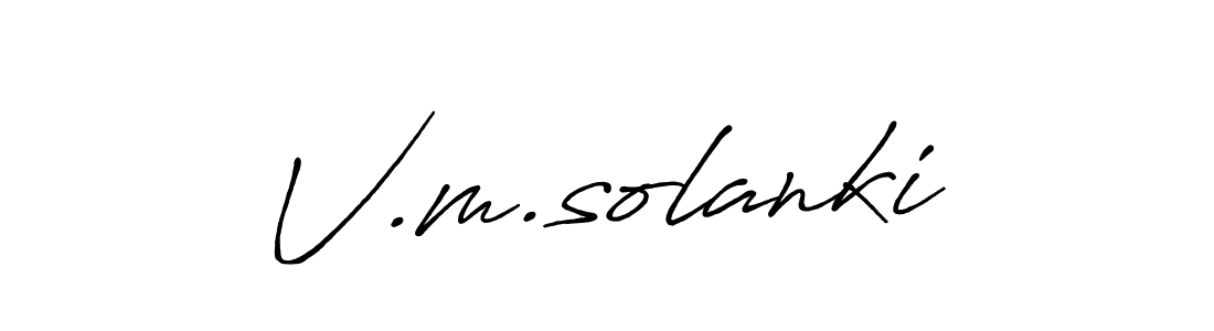 How to make V.m.solanki name signature. Use Antro_Vectra_Bolder style for creating short signs online. This is the latest handwritten sign. V.m.solanki signature style 7 images and pictures png
