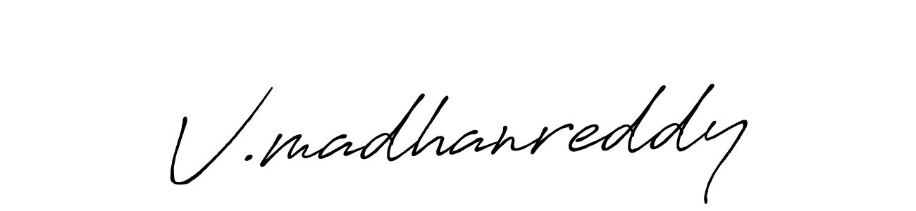 Use a signature maker to create a handwritten signature online. With this signature software, you can design (Antro_Vectra_Bolder) your own signature for name V.madhanreddy. V.madhanreddy signature style 7 images and pictures png