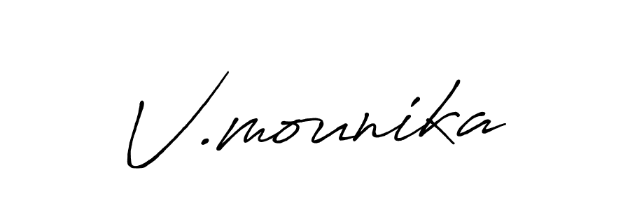 Use a signature maker to create a handwritten signature online. With this signature software, you can design (Antro_Vectra_Bolder) your own signature for name V.mounika. V.mounika signature style 7 images and pictures png